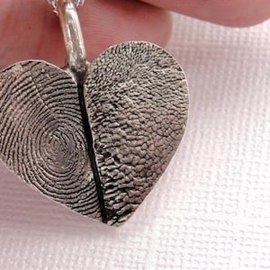 Silver Heart Fingerprint and Paw Print Necklace image 5