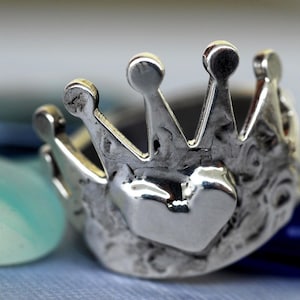 Crown Ring Heart in Sterling Silver image 1