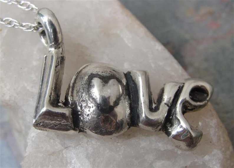 Love Silver Necklace in Sterling Silver image 2