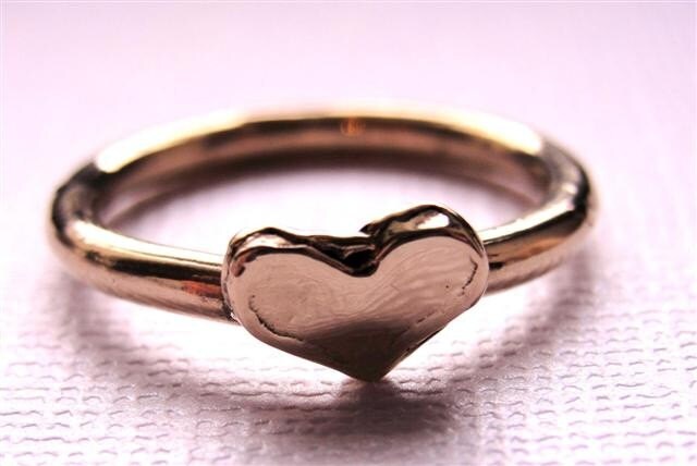 14kt Gold Heart Ring Solid Gold - Etsy
