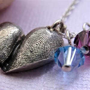 Fingerprint Heart Necklace Thumbprints in Sterling Silver Personalized image 1