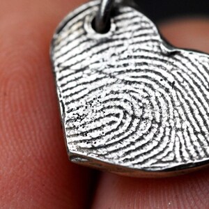 Custom Fingerprint Jewelry Heart Necklace Personalized Sterling Silver 画像 2