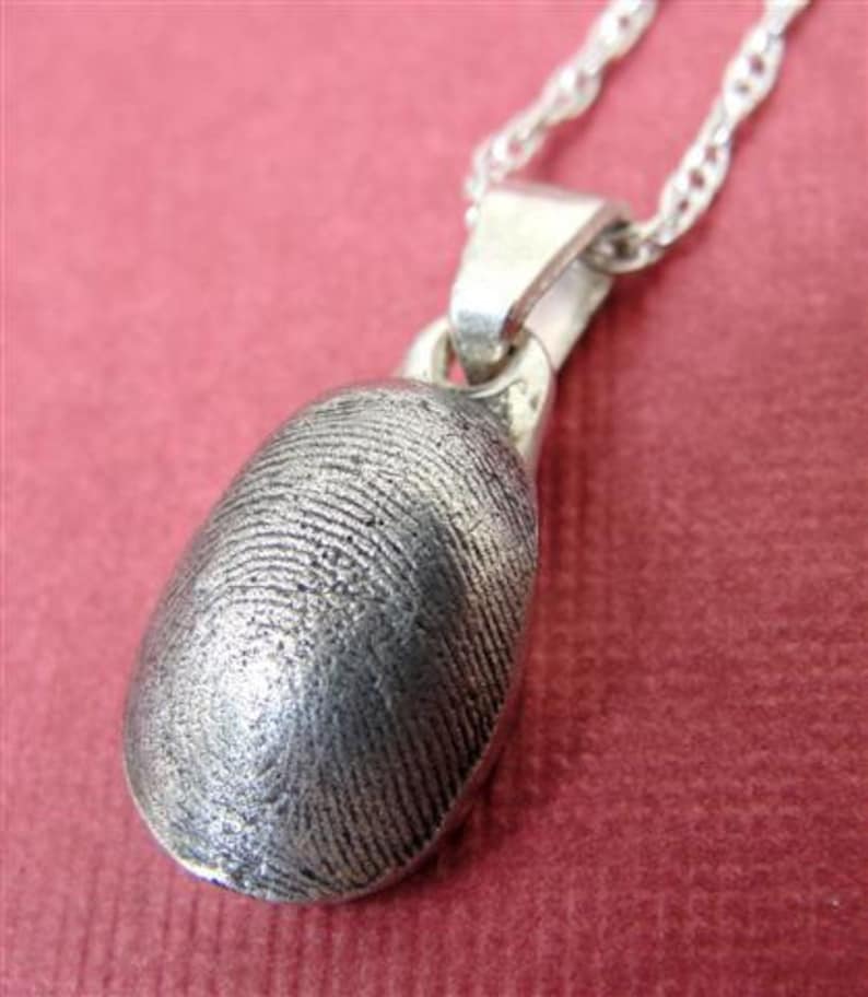 Fingerprint Thumbprint Necklace Sterling Silver Baby Infant Engraved