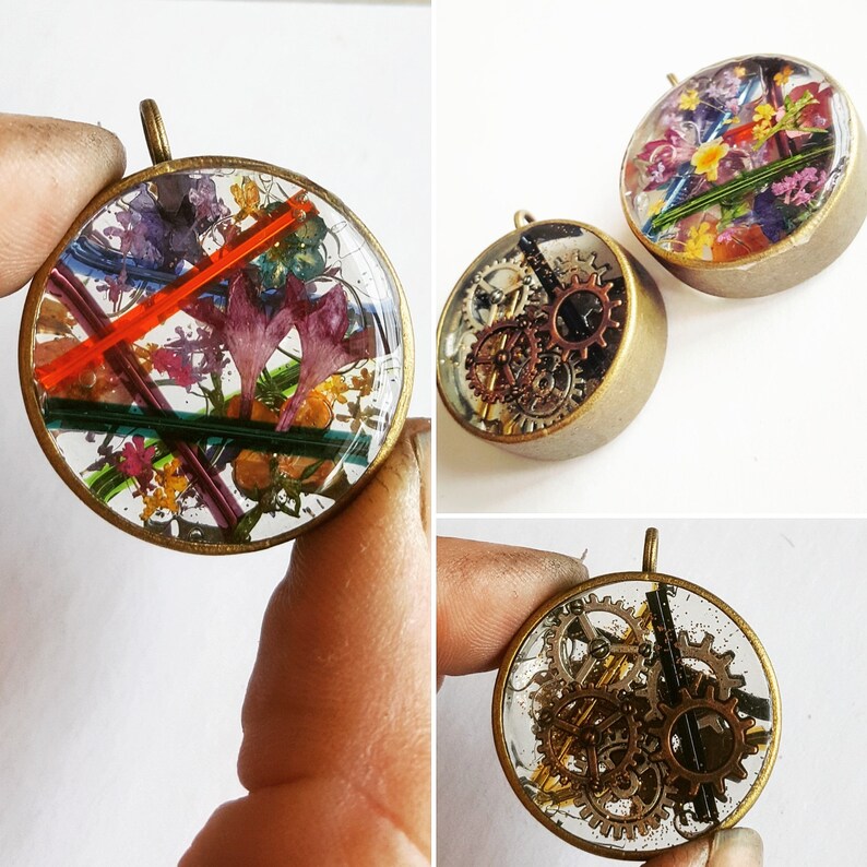Resin Flower Necklace Flowers Pendant Layers Resin Jewelry Etsy