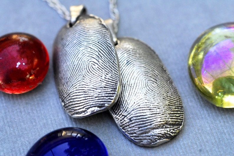 Fingerprint Thumbprint Necklace in Sterling Silver image 2