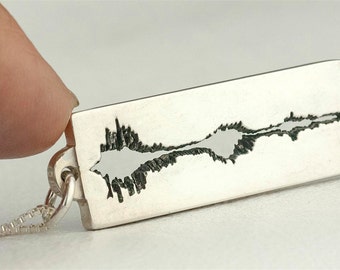 Sound Wave Necklace Jewelry Soundwave Personalized Custom Sterling Silver Dog Tag