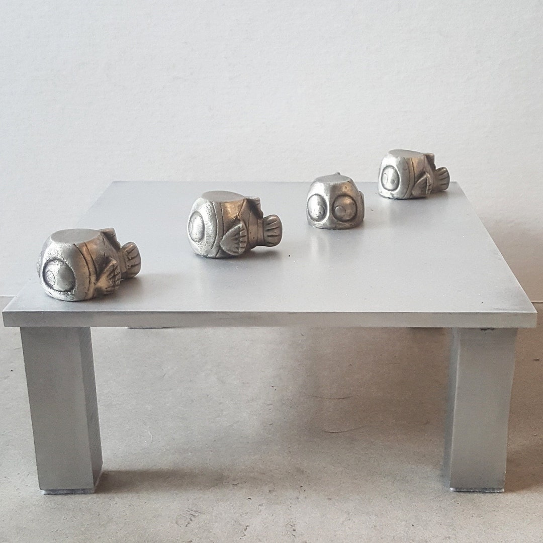 Aluminum Stand, Square Stand, Plant Stand, Fish Sculpture, Pewter Art