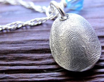 Fingerprint Jewelry Necklace Thumbprint Personalized in Sterling Silver