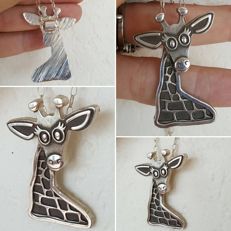 Giraffe Necklace Africa Silver Sterling Giraffe Jewelry April Etsy