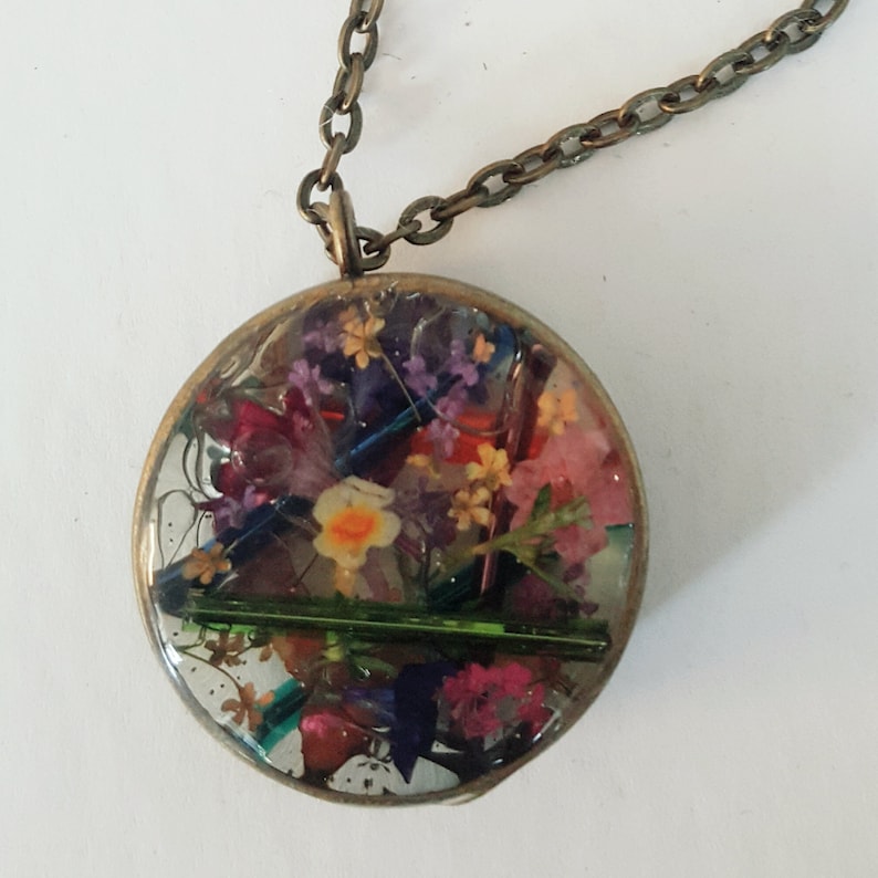 Resin Flower Necklace Flowers Pendant Layers Resin Jewelry Etsy
