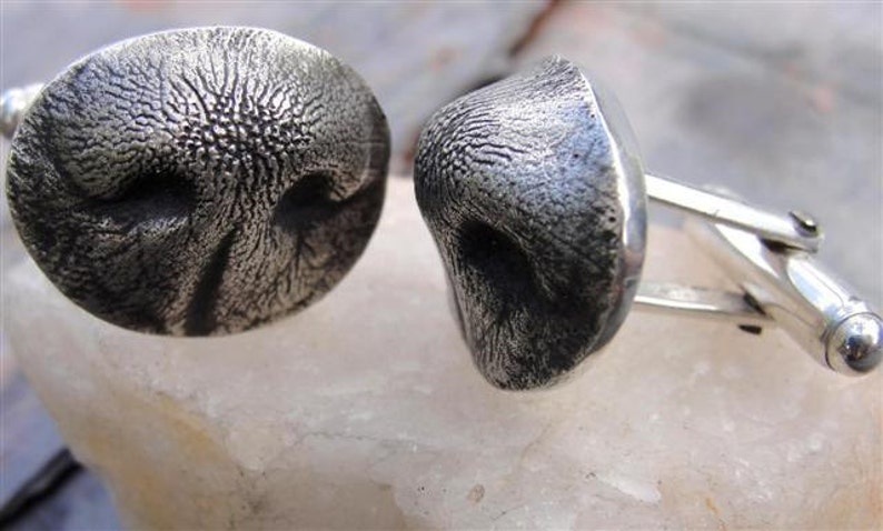 Custom Dog Nose Cufflinks Cuff Links Personalized Sterling Silver Fathers Day image 3