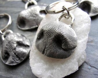 Dog Nose Keychain Personalized With Name Sterling Silver Large Dog EXPRESS SHIPPING