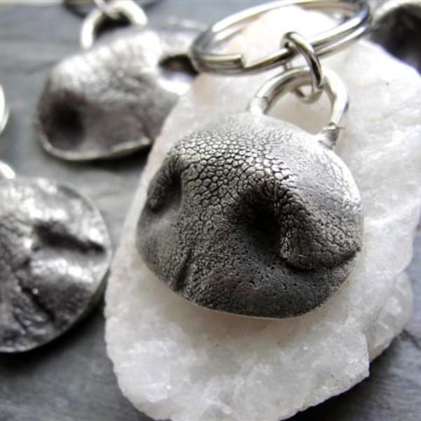 Dog Nose Keychain Personalized With Name Sterling Silver Large Dog EXPRESS SHIPPING