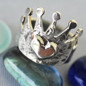 Crown Ring Heart in Sterling Silver image 2