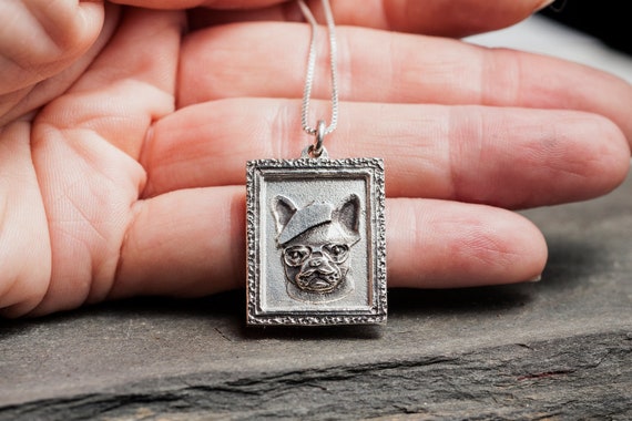 Französische Bulldogge Schmuck Halskette Le Artist Hipster Frenchie  Bulldogge Sterling Silber Cameo -  Schweiz