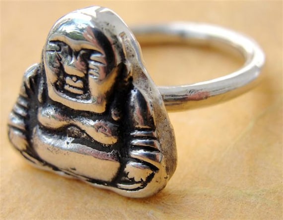 Sterling silver buddha clearance ring