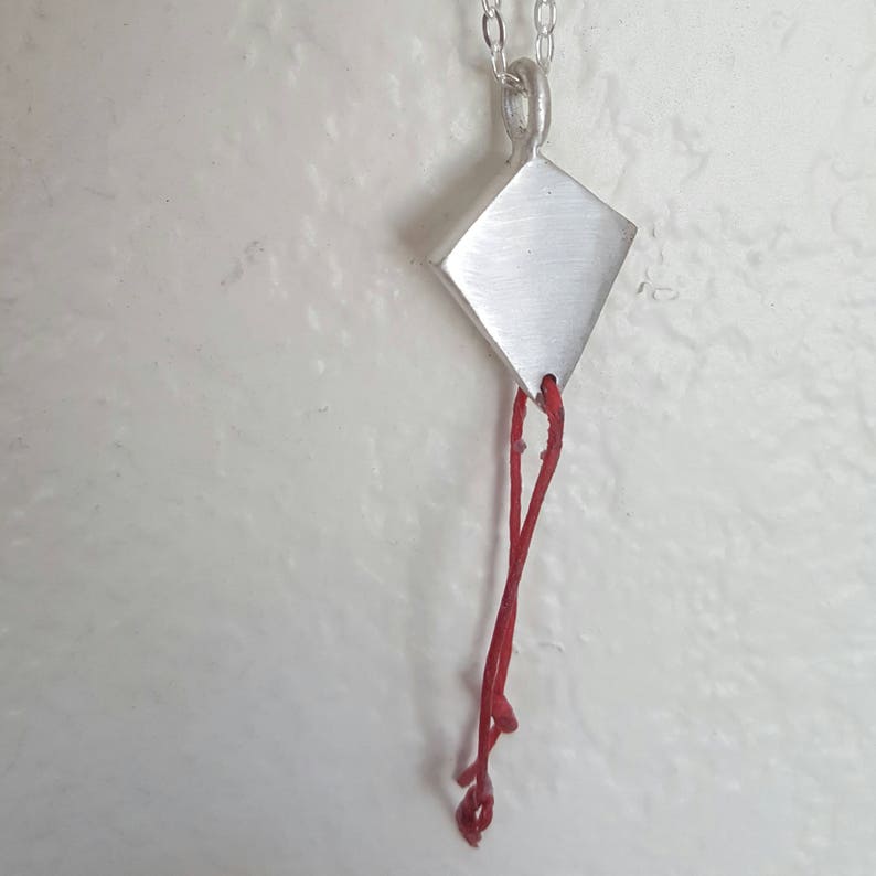 Silver Kite Necklace Wentworth Red String Kite Sterling Pendant image 9