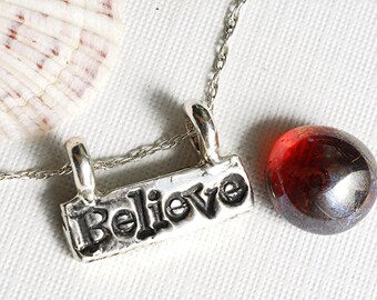 Believe Word Necklace Silver in Sterling Silver