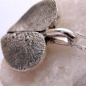 Silver Heart Fingerprint and Paw Print Necklace image 3