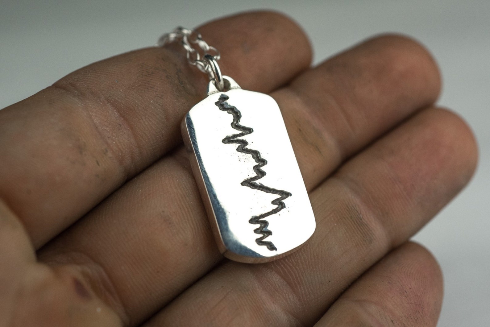Heartbeat Necklace Dogtag EKG Soundwave Sterling Silver Etsy