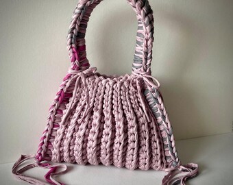Bolso de crochet hecho a mano, monedero de crochet, monedero de crochet tipo camiseta, bolso hecho a mano, bolso de lujo