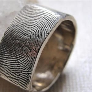 Fingerprint Custom Ring Wedding Band in Sterling Silver image 1