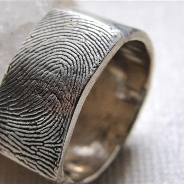 Fingerprint Custom  Ring Wedding Band in Sterling Silver