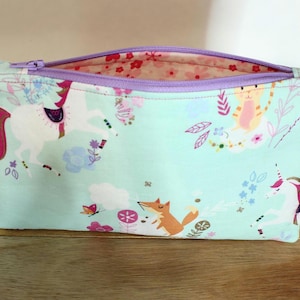 Jolie trousse à crayons avec un animal | Licorne | Chat | Renard | Fleur | Noyau de fée | Sac à fermeture éclair | Rentrée des classes