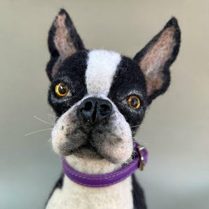 Nadel gefilzte Skulptur Boston Terrier: Handgemachtes Geschenk