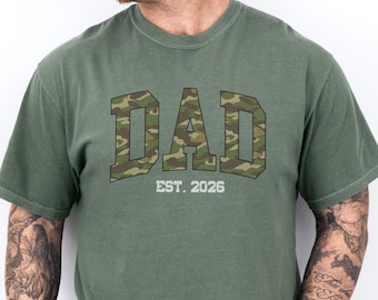 Comfort Colors Dad Shirt, Retro Camo Varsity Tee (Est. 2026)
