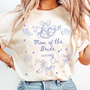 Comfort Colors® Mother of the Bride Groom Shirt,Bridal Party Getting Ready Outfit, Gift From Daughter Son, Coquette Bow MOB Tshirt for Mom