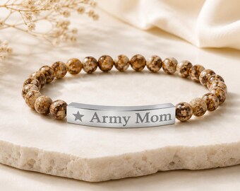 Armband für Soldatinnen, Geschenk für Soldatinnen, Perlenarmband für Soldatinnen, Geschenk für Mütter im Einsatz, Patriotischer Schmuck, Geschenk für Militärfamilien