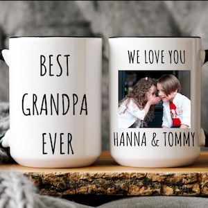 Oma und Opa Tasse Geschenk mit Bild und Name, Geschenk von Kindern für Großeltern, Oma und Opa Tasse Geschenk von Enkelkinder Weihnachtsgeschenk