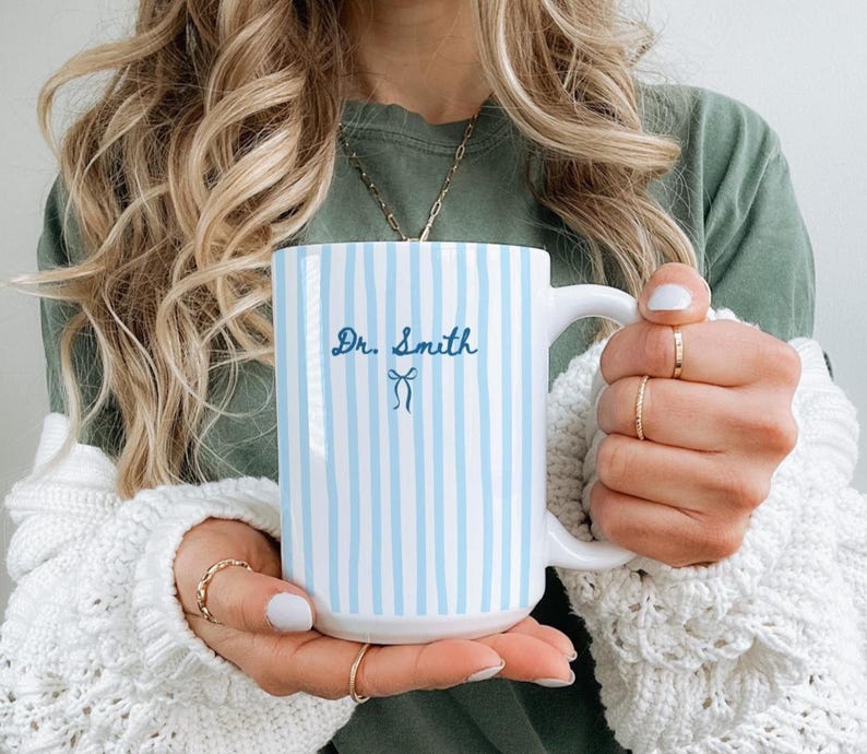 Custom Name Doctor Mug Personalized PHD Graduation Gift Med School Grad Present Doctorate Mug New DR Mug White Coat Ceremony Gifts For Her image 1