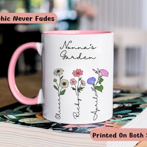 Personalized Grandma&#39;s Garden Mug, Custom Birth Flowers and Names, Personalized Names Flowers, Mama&#39;s Garden Mug 001278, Mimis Garden gift