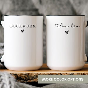 Bookworm Mug, Personalized Bookish Cup, Custom Book Lover Mug, Teacher Mug, Book Club Reader gift, Cottagecore Mug, Bookish merch
