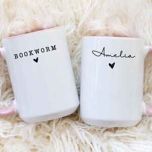 Bookworm Mug, Personalized Bookish Cup, Custom Book Lover Mug, Teacher Mug, Book Club Reader gift, Cottagecore Mug, Bookish merch