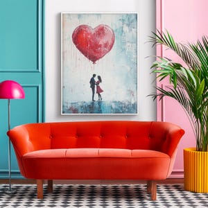 Valentine&#39;s Day Digital Print Heart Couples Love Wall Art