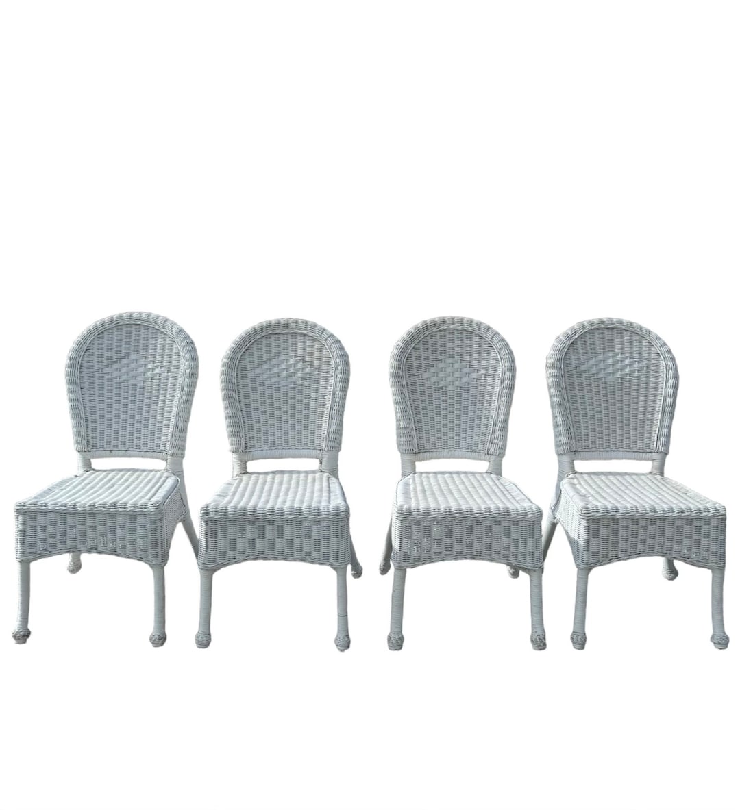 Vintage White Wicker Dining Chairs - Etsy