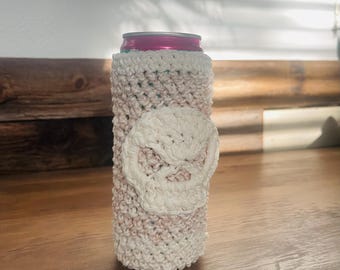 Crochet Skull Can Cozy | Boho Can Cozy | Slim 12oz Can Cozy