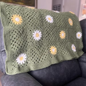 Crochet Daisy Blanket, Crochet Flower Blanket, Crochet Blanket