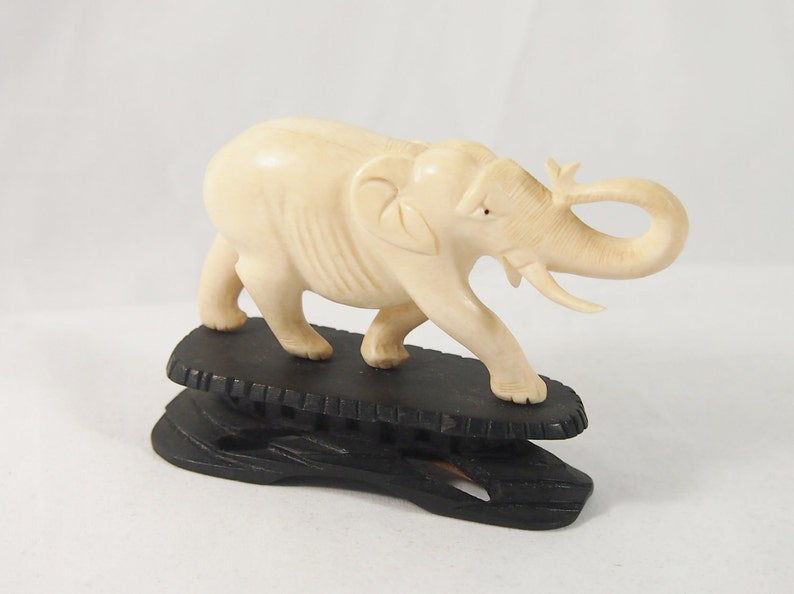 Vintage 40s Tsang King Kee Ivory Carved Elephant Figurine Etsy