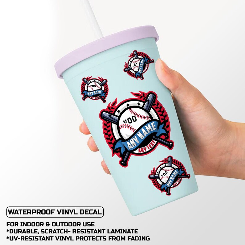 Personalized Baseball Catcher Sticker, Custom Baseball Name Stickers