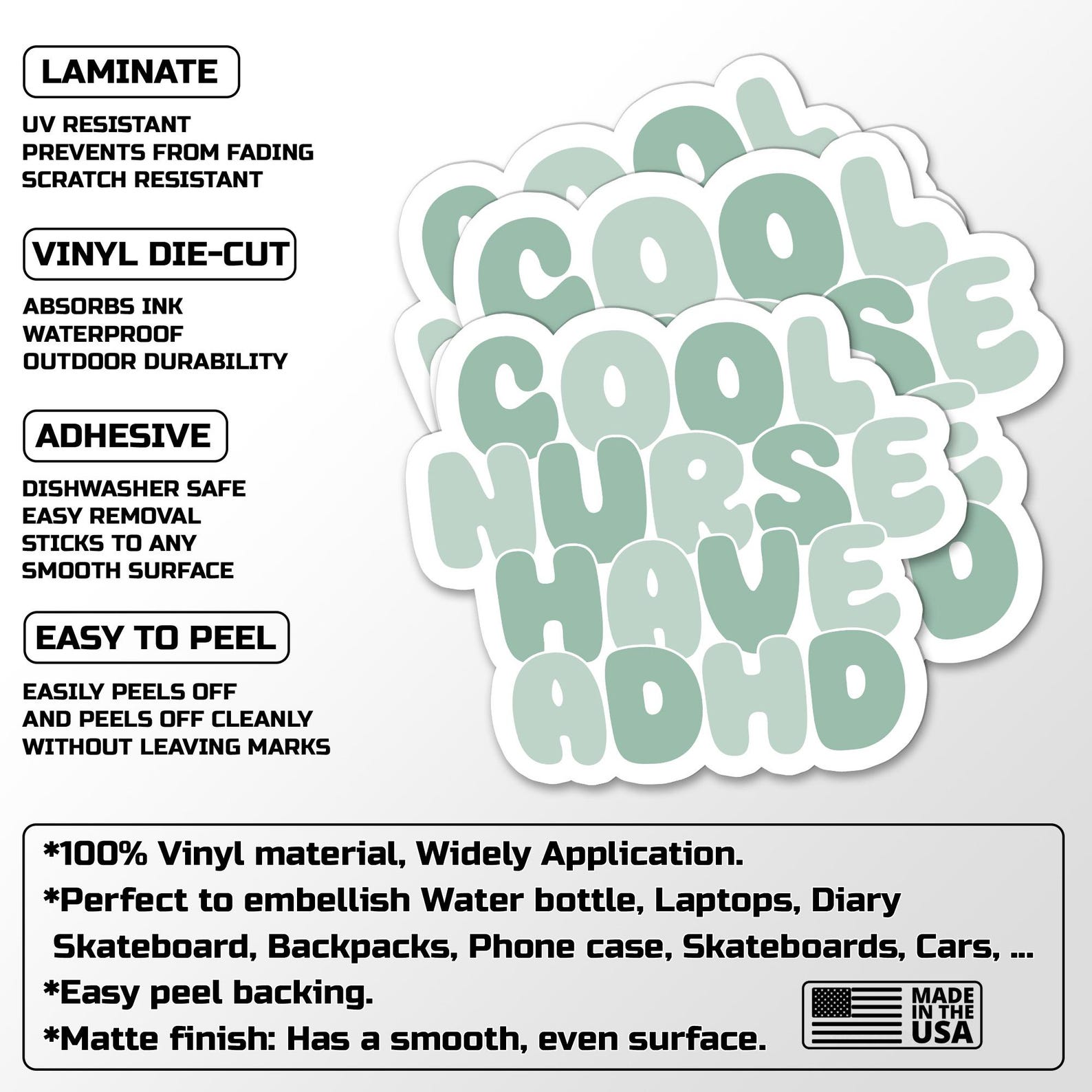 Cool Nurses Have ADHD Sticker, Funny Nurse Nursing Stickers, Mental ...