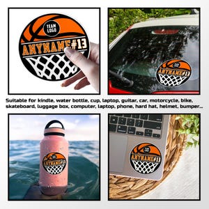 Custom Basketball Name Sticker, Personalized Basketball Name and Number ...
