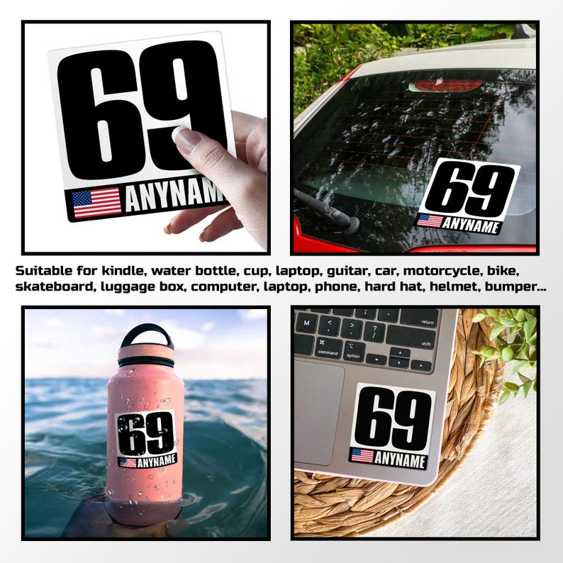 Personalized Racing Decal Sticker, Custom Racing Name, Number Stickers