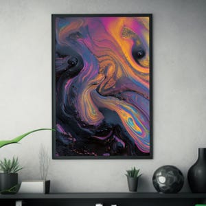 Chaotic Swirling Ferrofluids Poster | Ultrafine Detail Art | Process Art Inspired | Ferrofluid Oceans | Contemporary Wall Decor |
