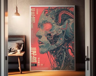 Cyberpunk Art Poster | Award-Winning Design | Retrofuturism, Neotokyo Style | Futuristic Urban Aesthetics