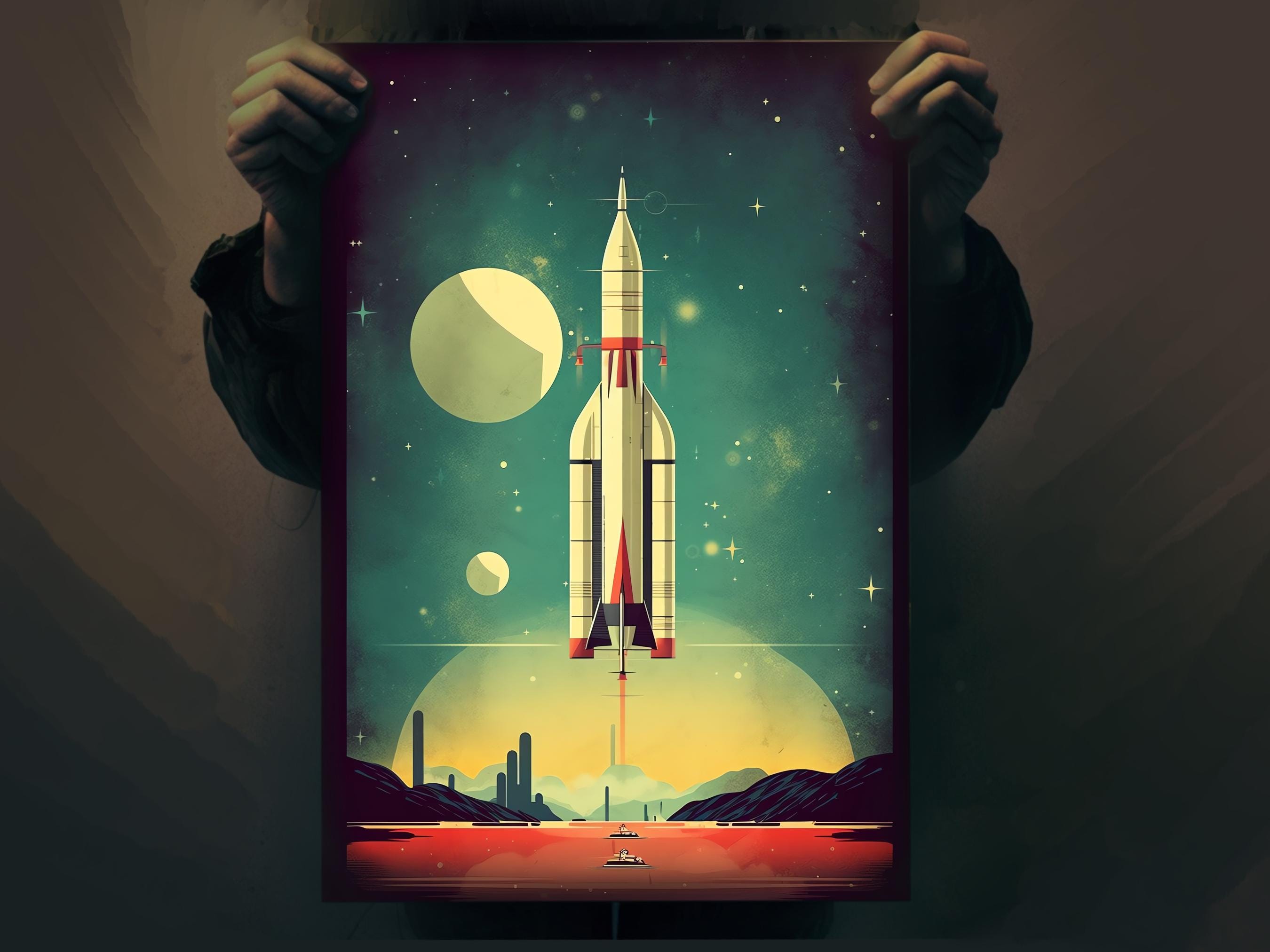 Retro Futuristic Space Shuttle | Vintage Sci-fi Art | Space Age ...
