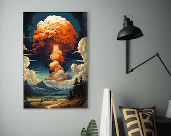 Massive Mushroom Cloud | Nuclear Blast Artwork | Sky Art | Award-Winning Design | Inspired by Iconic Artists | Wall Poster Print | Home